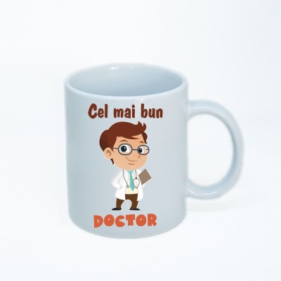 Cana alba personalizata doctor, INOVATIX&amp;reg;. 330ml foto