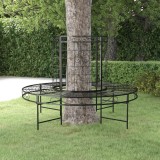 Bancă circulară de copac, negru, &Oslash;137 cm, oțel