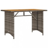 Cumpara ieftin Masa de gradina cu blat din lemn, gri, 110x68x70 cm, poliratan