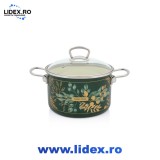 Oala cu capac din sticla Golden Times Metalac, email, 20cm, 4l