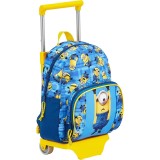 Troler Copii Minions, Clasa 0, 33 cm, Jad, Galben/Albastru - Ideal Gradinita