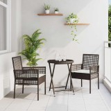 Set bistro de grădină, 3 piese, cu perne, maro, poliratan