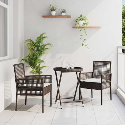 Set Bistro de Grădină 3 pcs Maro Rattan poli foto