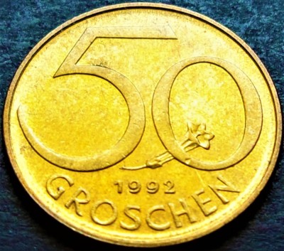 Moneda 50 GROSCHEN - AUSTRIA, anul 1992 *cod 1099 = A.UNC foto