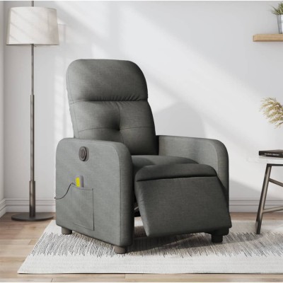 vidaXL Fotoliu electric de masaj rabatabil, gri &amp;icirc;nchis, textil foto