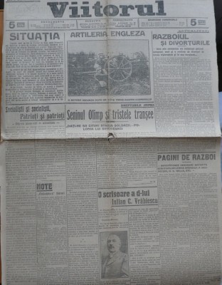 Ziarul Viitorul, 10 si 11 februarie 1915, primul razboi mondial, 2 ziare foto