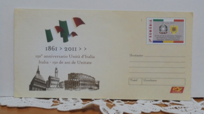 PLIC ANIVERSAR - ITALIA- 150 DE ANI DE UNITATE ( 1861- 2011 ) - TIMBRU SEC foto