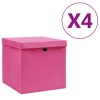 VidaXL Cutii depozitare cu capac, 4 buc., alb, 28x28x28 cm 325204