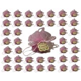 Set marturii botez fetita - 50 tulle organza roz cu snur