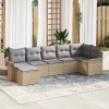 VidaXL Set de canapele pentru grădină cu pernă 7 pcs Bej Rattan poli 3345450