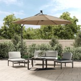 vidaXL Umbrelă &icirc;n consolă cu LED și st&acirc;lp din oțel, taupe, 300 cm