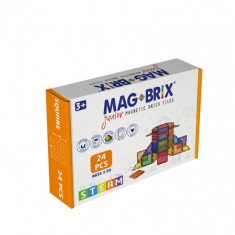 Set magnetic Magbrix Junior 24 piese patrate - compatibil cu caramizi de constructie tip Lego Duplo