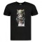 Tricou imprimat negru, motan, bumbac 100%