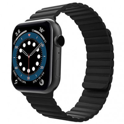 Curea iUni compatibila cu Apple Watch 1/2/3/4/5/6/7, 38mm, Silicon Magnetic, Black foto