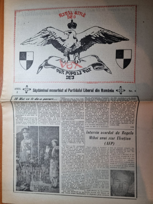 ziarul vox nr 3 anii 1990- art interviu regele mihai