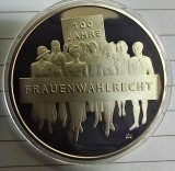 (A77) MONEDA DIN ARGINT GERMANIA - 20 EURO 2019, LIT. D, 100 ANI DREPT DE VOT PENTRU FEMEI, STARE PROOF