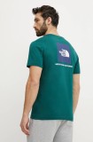 The North Face tricou din bumbac Redbox barbati, culoarea verde, cu imprimeu, NF0A87NPA1B1