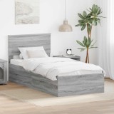 vidaXL Cadru de pat cu headboard Gri Sonoma 90 x 200 cm Lemn compozit 3408716