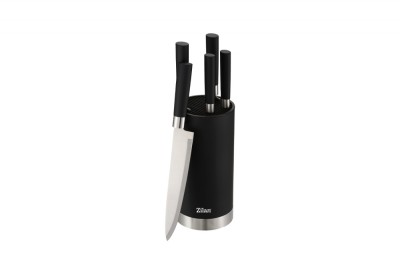Set cutite 6 piese RETRO Zilan ZLN1609, Suport inclus, Otel inoxidabil 3CR13, Compatibil masina de spalat vase, Negru foto