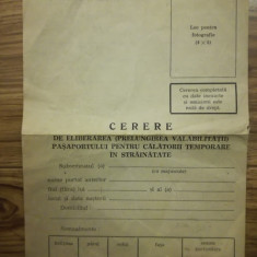 1990, Cerere obținere pașaport, tipizat, imediat după Revoluție