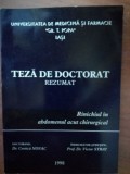 Teza de doctorat rezumat. Rinichiul in abdomenul acut chirurgical- Costica Novac