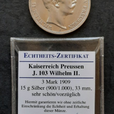 3 Mark "Wilhelm II von Preussen" 1909, Statele germane - G 4453