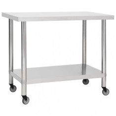 vidaXL Masă de lucru bucătărie cu roți, 100x30x85 cm, oțel inoxidabil 51637