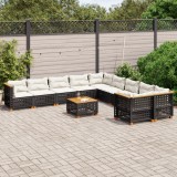 Set canapele de gradina cu perne, 11 piese, negru, poliratan GartenMobel Dekor, vidaXL