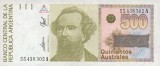 ARGENTINA █ bancnota █ 500 Australes █ 1988-90 █ P-328b █ UNC █ necirculata