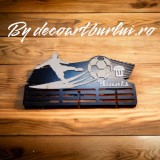 Suport medalii personalizat fotbal, negru lucios 40 cm