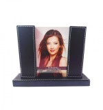 Cumpara ieftin Rama Foto Dubla Piele Ecologica 10x15 cm, Negru, Sticla, Birou, 2 Fotografii 10x15 si 4x6