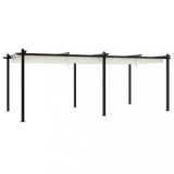 Cumpara ieftin Foisor de gradina, acoperis retractabil, crem, 3x6 m, aluminiu