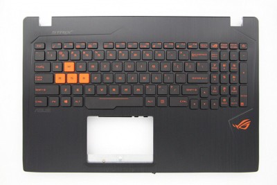 Carcasa superioara cu tastatura palmrest Laptop, Asus, ROG GL553VW, 90NB0DC1-R30010, 13N1-0BA0F01, 13N1-0BA0B01, iluminata, conector 4 pini, taste por foto