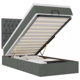 Cumpara ieftin Pat otoman cu saltea si LED-uri, gri inchis, 80x200cm, textil