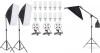 Kit 3 softbox cu acara, soclu de 4 becuri si 12x bec 85W, Negru, Oem