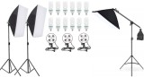Cumpara ieftin Kit 3 softbox cu acara, soclu de 4 becuri si 12x bec 85W, Negru