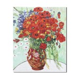 Tablou pictat manual, Vaza cu margarete si maci, 50x40cm ulei pe panza, reproducere Vincent van Gogh