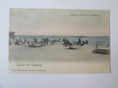 Carte postala necirculata plaja la baile din Constanta cca 1900 foto