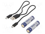 Accu.ICR14500 3.6V 0.95Ah+cablu USB set 2 buc