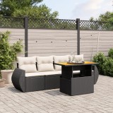 Cumpara ieftin Gossi set mobilier de gradina cu perne, 5 piese, negru, poliratan