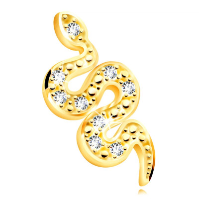 Pandantiv din aur 14K - un șarpe ondulat care se t&amp;acirc;răște, mici zirconii clare foto