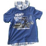 Tricou baiat, culoarea albastru, model tractoras , marimea 122