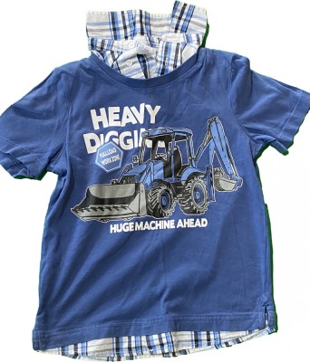 Tricou baiat, culoarea albastru, model tractoras , marimea 122 foto