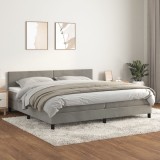 VidaXL Pat box spring cu saltea, gri deschis, 200x200 cm, catifea