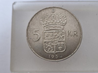 Suedia 5 Kronor Gustaf VI Adolf 1954 - Argint. foto