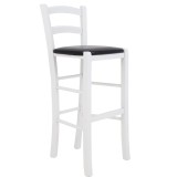 Scaun Paesana bar - cadru alb - imitatie piele negru - 21901