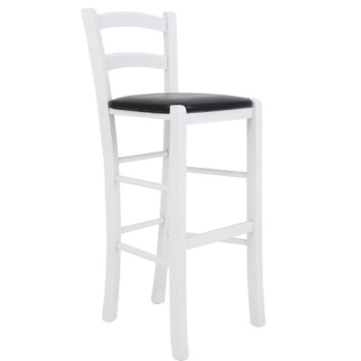 Scaun Paesana bar - cadru alb - imitatie piele negru - 21901 foto