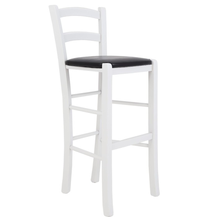 Scaun Paesana bar - cadru alb - imitatie piele negru - 21901
