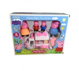 Set 4 figurine cu masinuta de inghetata, Peppa Pig, multicolor, 9 cm, 3+ ani