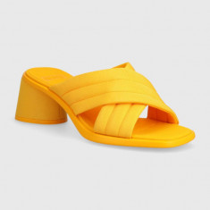 Camper papuci Kiara femei, culoarea galben, cu toc drept, K201540-002